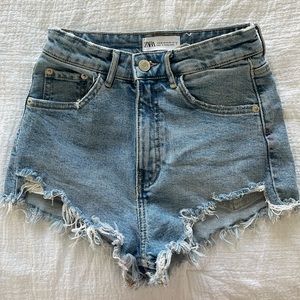 Zara High Waisted Denim Jean Shorts